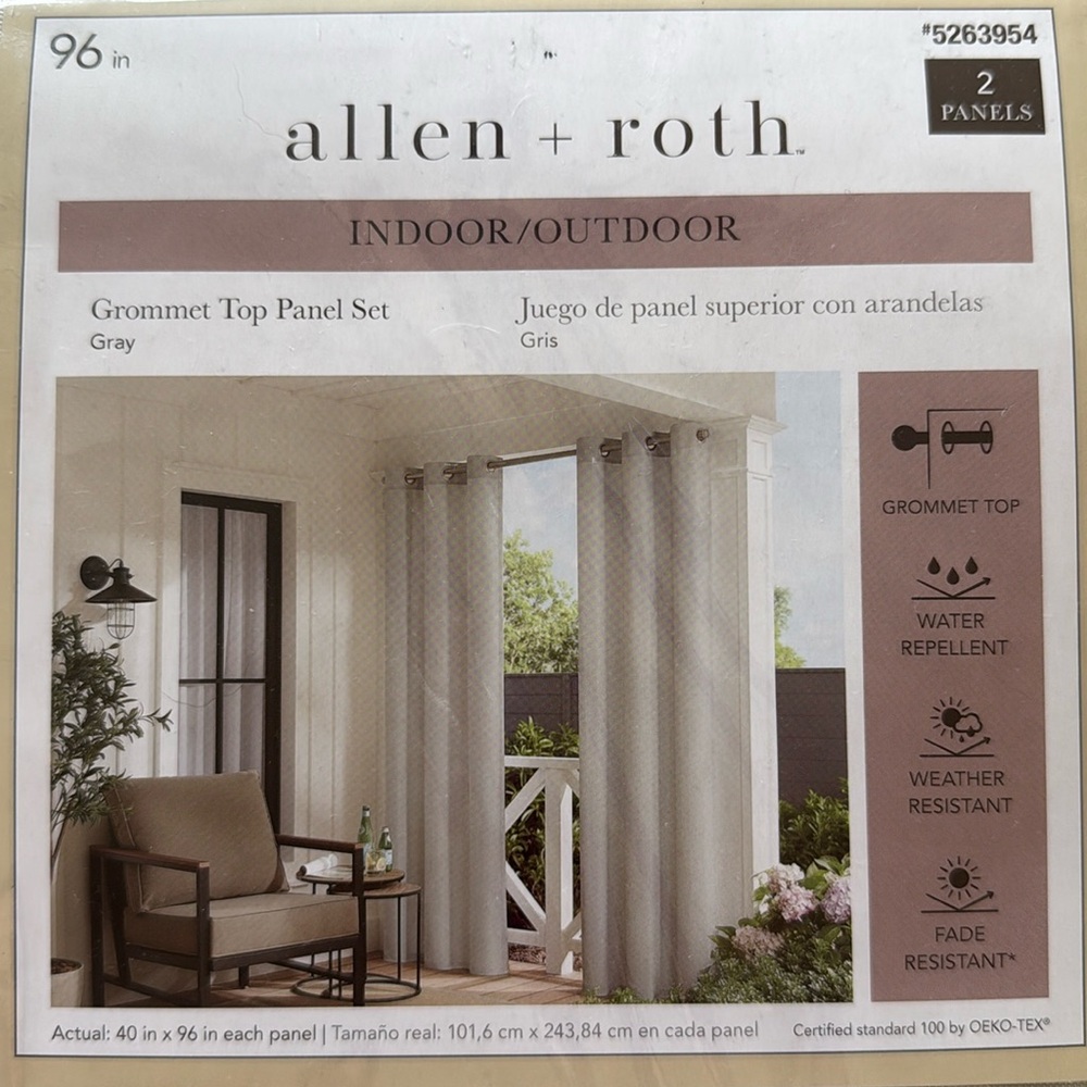 96 in grey curtain set indoor outdoor